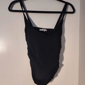 Black Sleeveless Top Ruched Sides